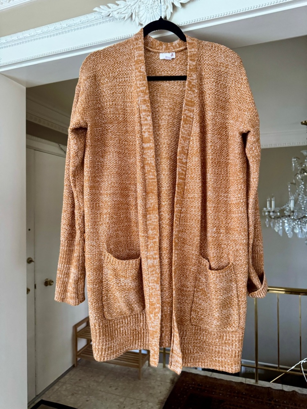 SO Open-Front Knit Cardigan in Caramel Heather